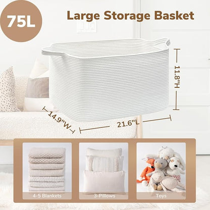 Goodpick Large Blanket Basket Living Room, Storage Baskets - Image 3