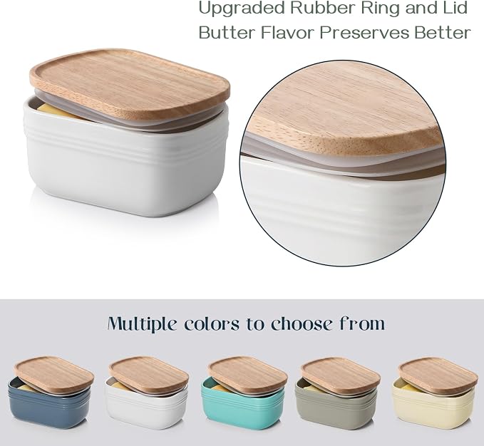 DOWAN Ceramic Butter Dish, Extra Large Butter Keeper - Image 3