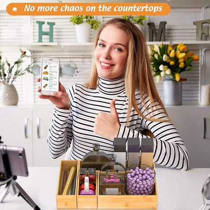 Bamboo Kitchen Drawer Organizer, Wooden Storage Box - Image 3