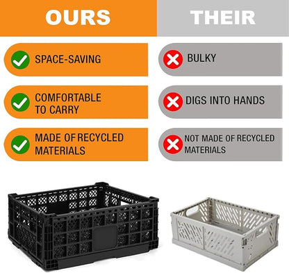 Collapsible Milk Crate, 52L Heavy-Duty Foldable Storage Crate, Grocery & Home - Image 5
