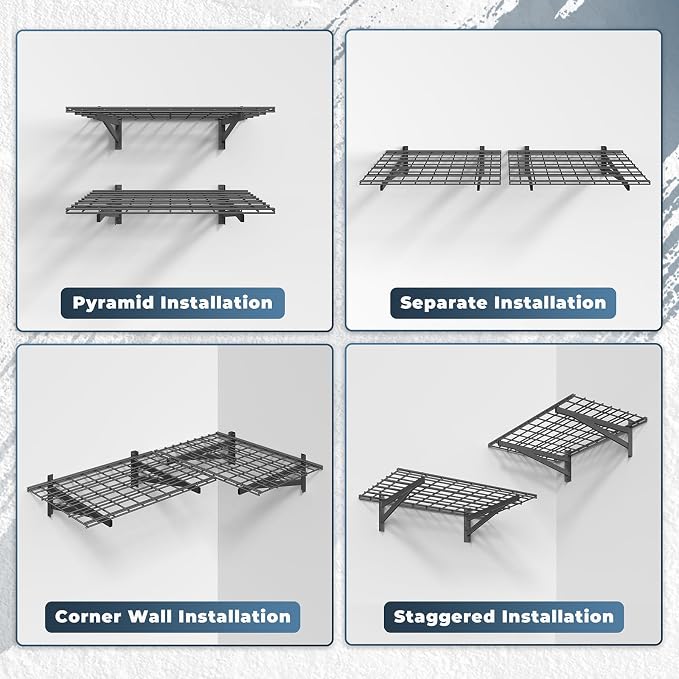 2 Pack Heavy Duty Garage Wall Shelving Set, Wall Mounted, Traditional Style - Image 6