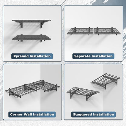 2 Pack Heavy Duty Garage Wall Shelving Set, Wall Mounted, Traditional Style - Image 6