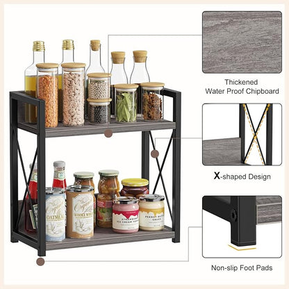 Giikin Coffee Bar Accessories, 2 Tier Spice Rack - Image 3