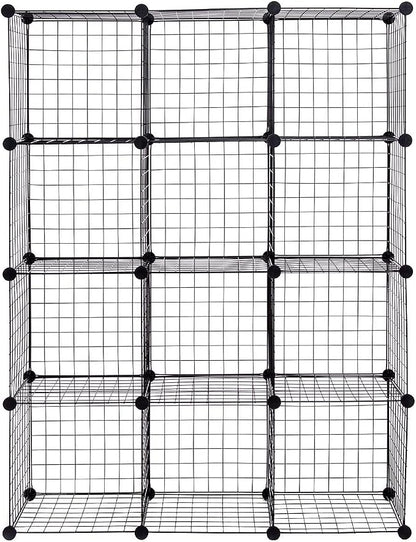 HAPPYGRILL 12-Cube Metal Wire Storage Cubes, Customizable Metal Rack Bookcase by HAPPYGRILL