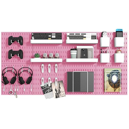 Pegboard Combination Kit, 8 Peg Boards and 30 Accessories Modular Hanging Black by VEOFEMLEA