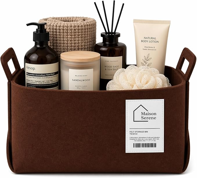 Collapsible Felt BROWN Storage Basket by Unknown