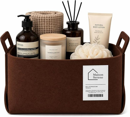 Collapsible Felt BROWN Storage Basket by Unknown
