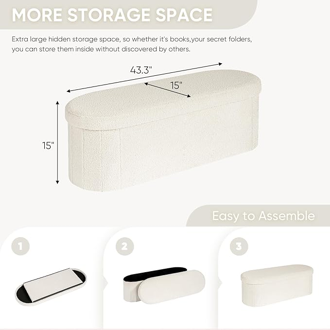 B FSOBEIIALEO Ottoman with Storage - Image 3