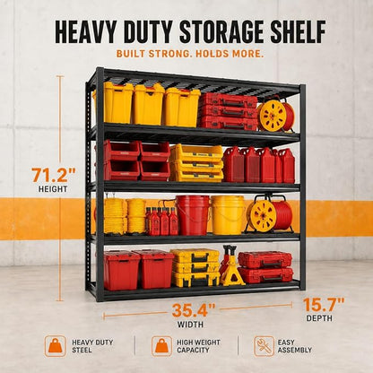 Garage Shelving Unit, 3000LBS Heavy Duty 5-Tier Metal Storage Shelves, - Image 2