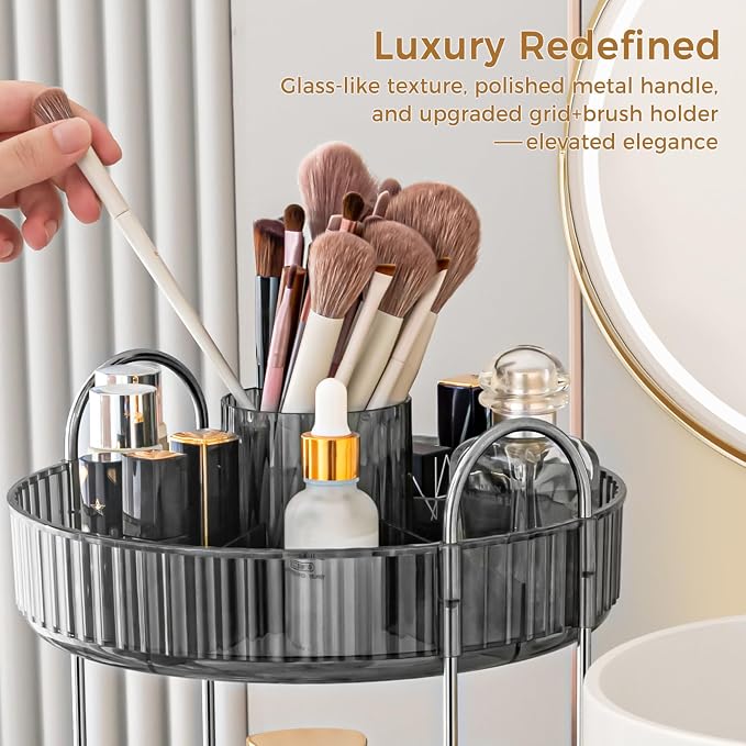 360° Rotating Makeup Organizer, Upgraded 3 Tier Skincare Perfume Organizers - Image 4