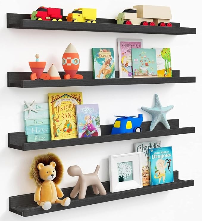 Forbena 36 Inch Photo Picture Ledge Shelf Set of 4, Narrow Long Wood Wall Shelf by Forbena
