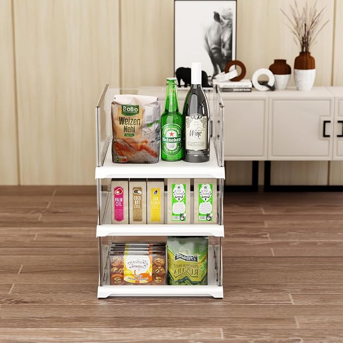 Vaela 4 Pack Stackable Closet Organizers and Storage Shelves, Transparent - Image 4