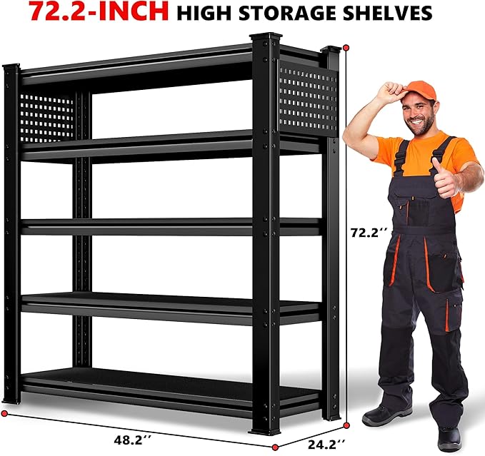 SILVEL 48.2" W Garage Shelving, 5000LBS Heavy Duty Metal Shelving, 2025 Solid - Image 2