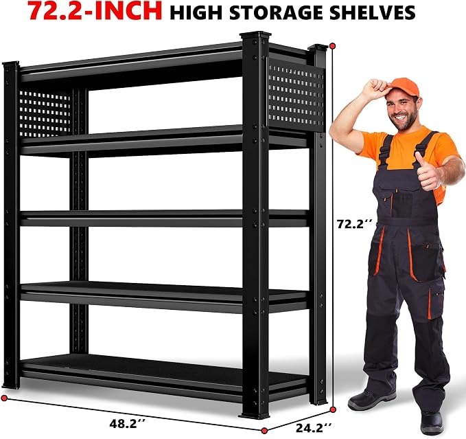 SILVEL 48.2" W Garage Shelving, 5000LBS Heavy Duty Metal Shelving, 2025 Solid - Image 2