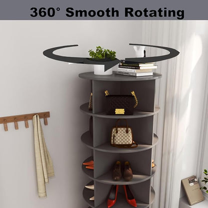 Rotating Shoe Rack Tower, Wooden Spinning Shoe Organizer, Free Standing 360° - Image 7