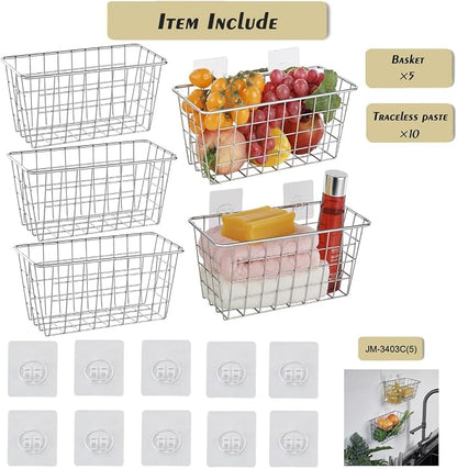 JUNCHU CHERRY 5 Pack Hanging Storage Basket, Bathroom Basket, Household Goods - Image 6