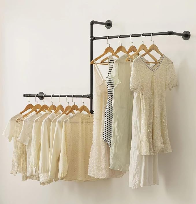 Industrial Pipe Clothing Rack Wall Garment Rack by ZYUXUAN