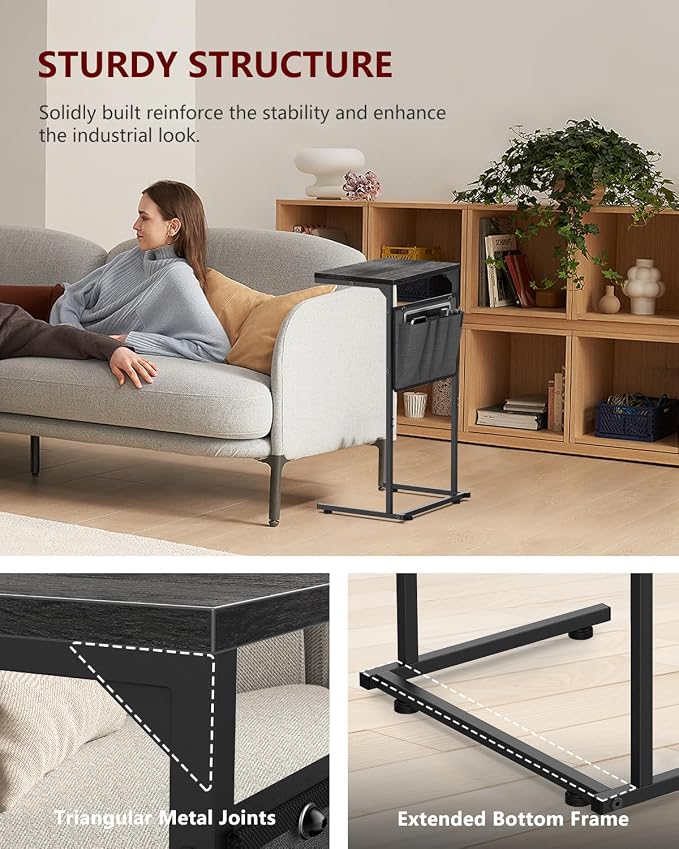 Vantic C Shaped End Table, Small Side Table - Image 8