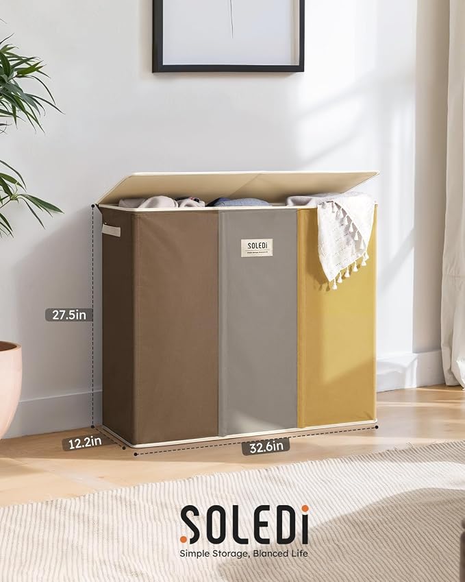 SOLEDI 180L 3-Section Laundry Hamper - Image 6