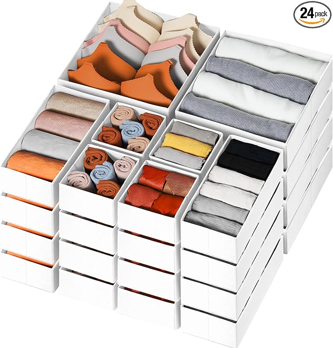 Criusia Drawer Organizer Clothes, 24 Pack Dresser Organizer Bins by Criusia