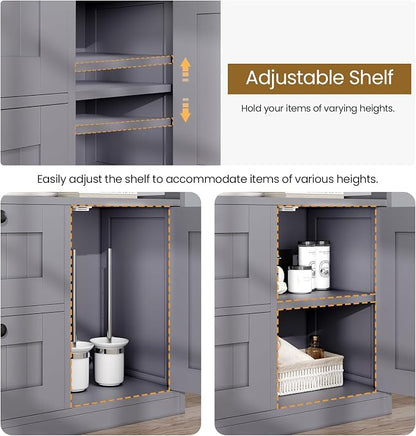 GRUSIGN Bathroom Cabinet, Modern Bathroom Floor Storage Cabinet Organizer - Image 7