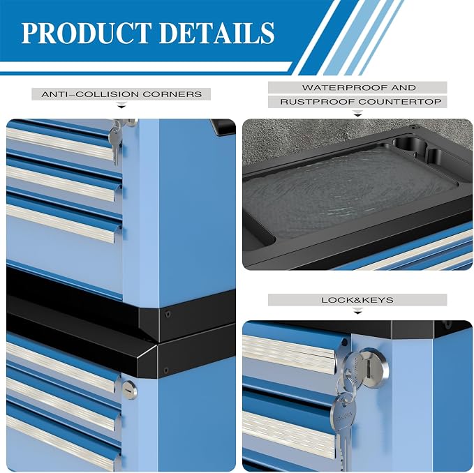 4-Drawer Tool Box with Lock&Keys, Portable Tool Box with Multifunctional - Image 4