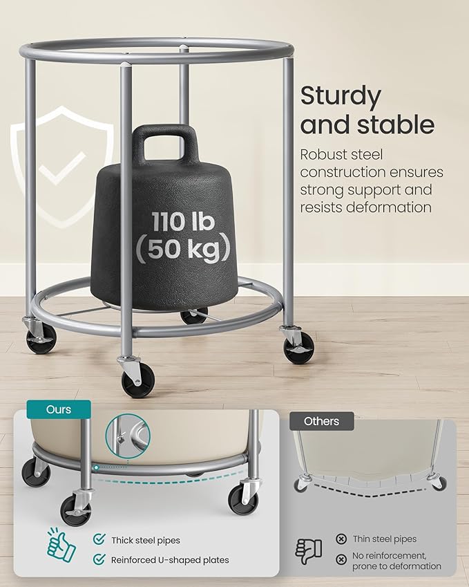 SONGMICS Laundry Basket, Rolling Steel Frame - Image 4