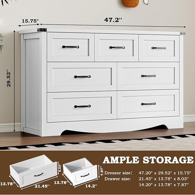 7-Drawer Dresser for Bedroom, Modern Wooden Chest of Drawers - Image 2