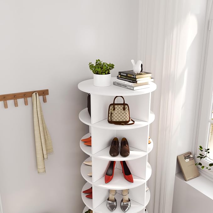 6 Tier / 7 Tier Rotating Shoe Rack Tower, Modern Free Standing 360° Revolving - Image 4