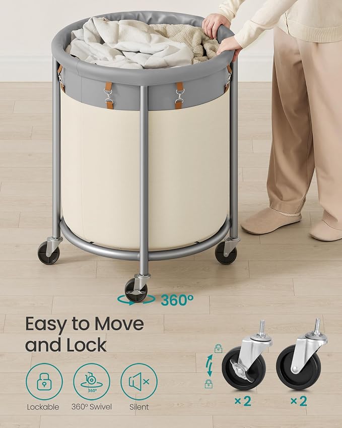SONGMICS Laundry Basket, Rolling Steel Frame - Image 6