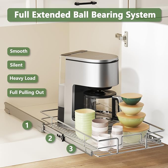 LOVMOR Pull Out Cabinet Organizer 14" W x 18" D, Kitchen Cabinet Pull Out - Image 2