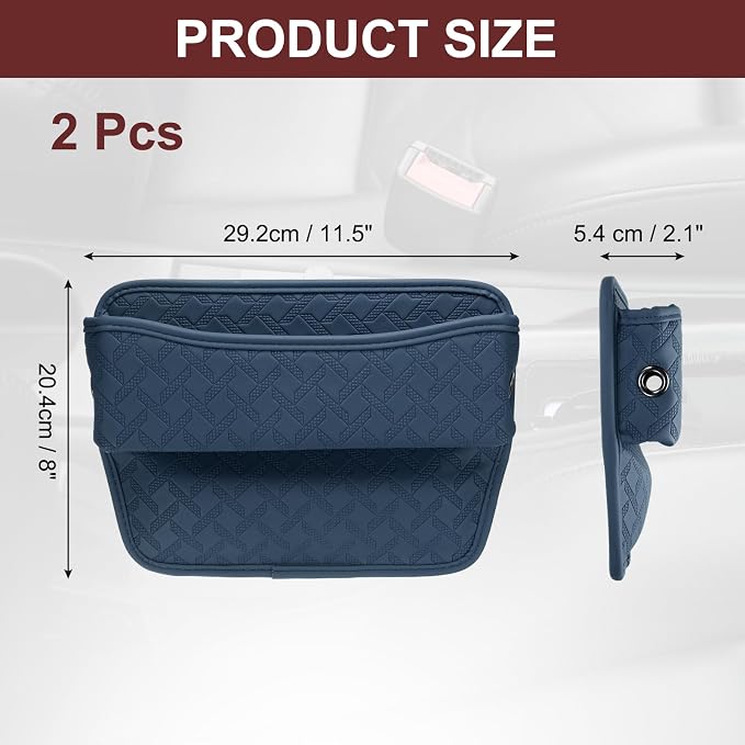 HARFINGTON 2pcs Car Seat Gap Filler Organizer 11.5 x 8 x 2.1 Inch Leather - Image 2