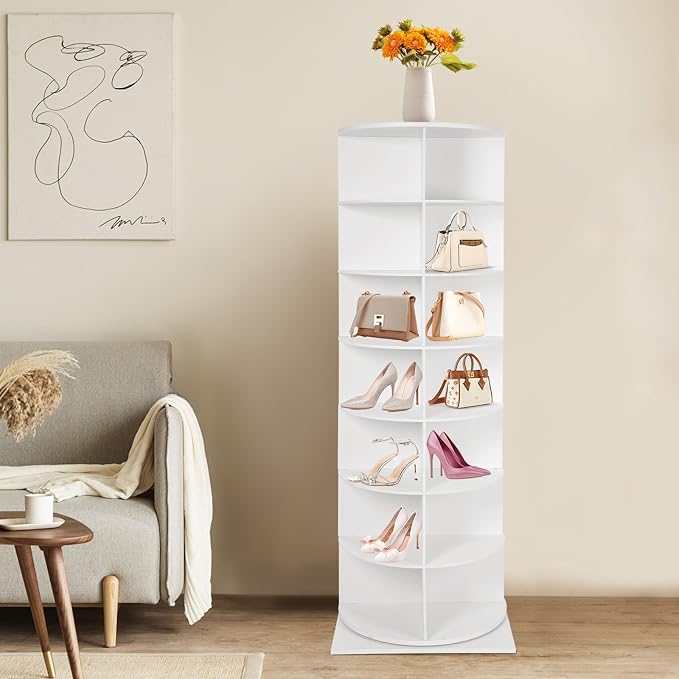 Rotating Shoe Rack, Free Standing Vertical Handbag Rotate Display Storage - Image 4