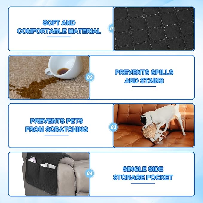 uxcell 3 PCS Armrest Covers, Couch Arm Cover Furniture Protect Slide Recliner - Image 3