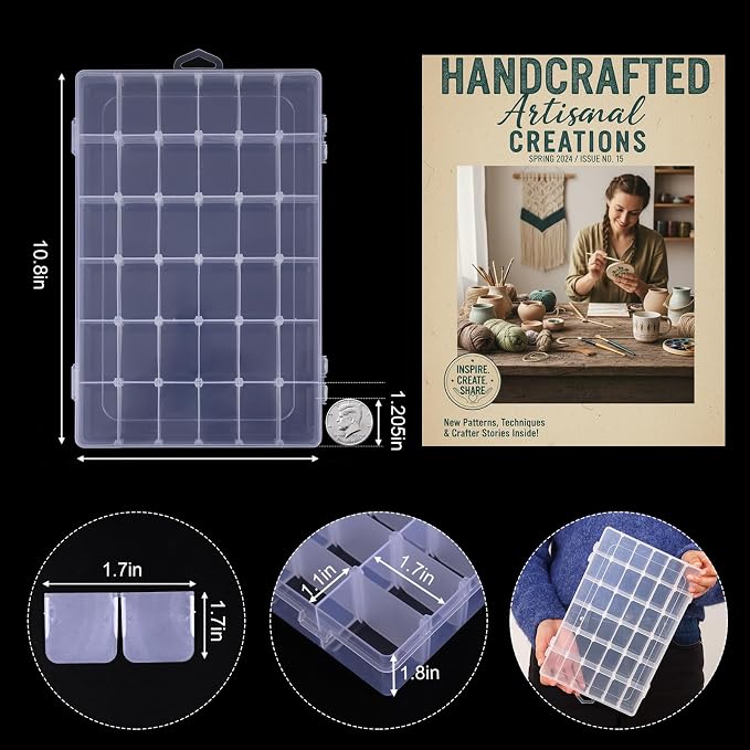 OUTUXED 8 Pack 36 Grids Clear Plastic Storage Boxes - Image 2