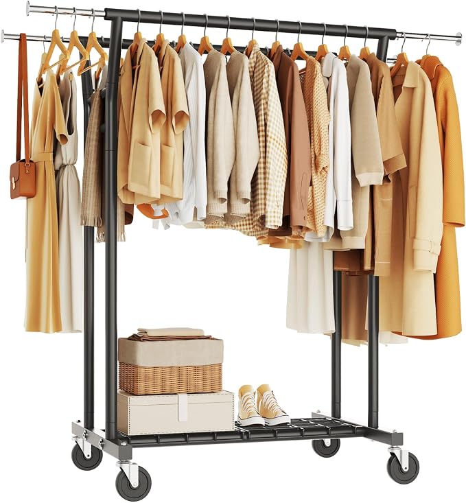 HYSEYY Heavy Duty Clothes Rack, Rolling Clothing Rack by HYSEYY