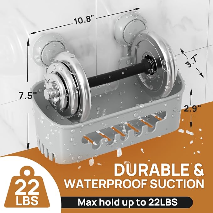 LEVERLOC Shower Caddy Suction Cup, Shower Organizer Removable Bathroom Shelf - Image 4