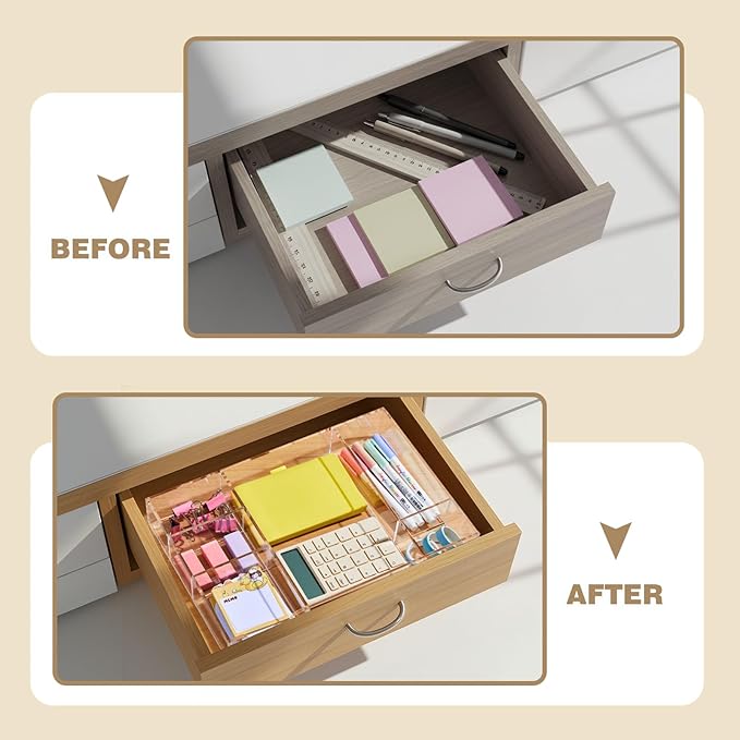 Acrylic Drawer Organizer Clear Desk Drawer Organizer Trays - Image 5