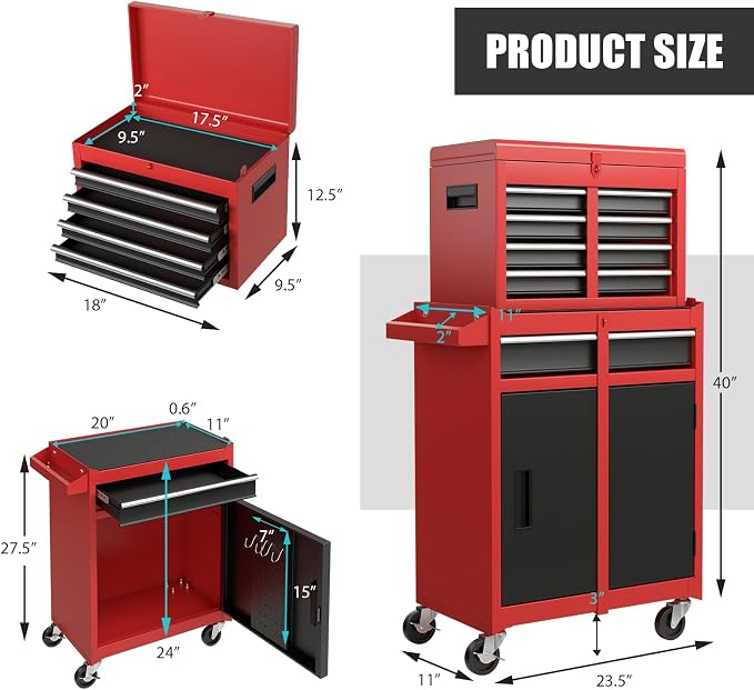 Goplus Tool Chest, 5-Drawer Rolling Tool Storage Cabinet - Image 3