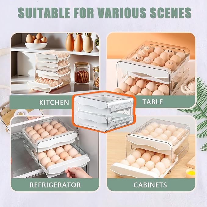 Refrigerator egg rack, egg container, egg storage box, double-layer transparent - Image 7