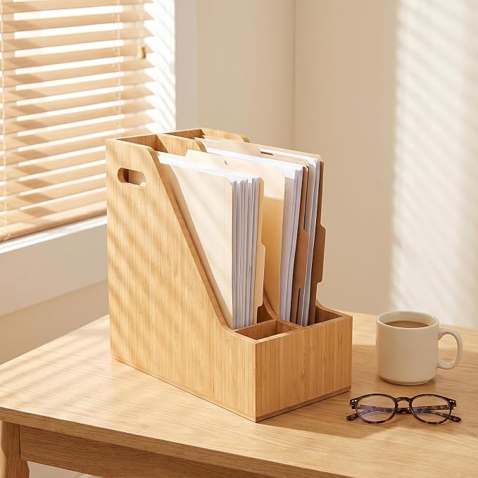 Bamboo Magazine Holder Wood Magazine File Holder | Frames Document Cabinet Rack - Image 4