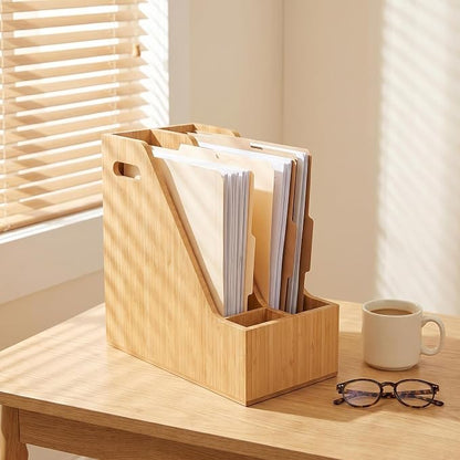 Bamboo Magazine Holder Wood Magazine File Holder | Frames Document Cabinet Rack - Image 4