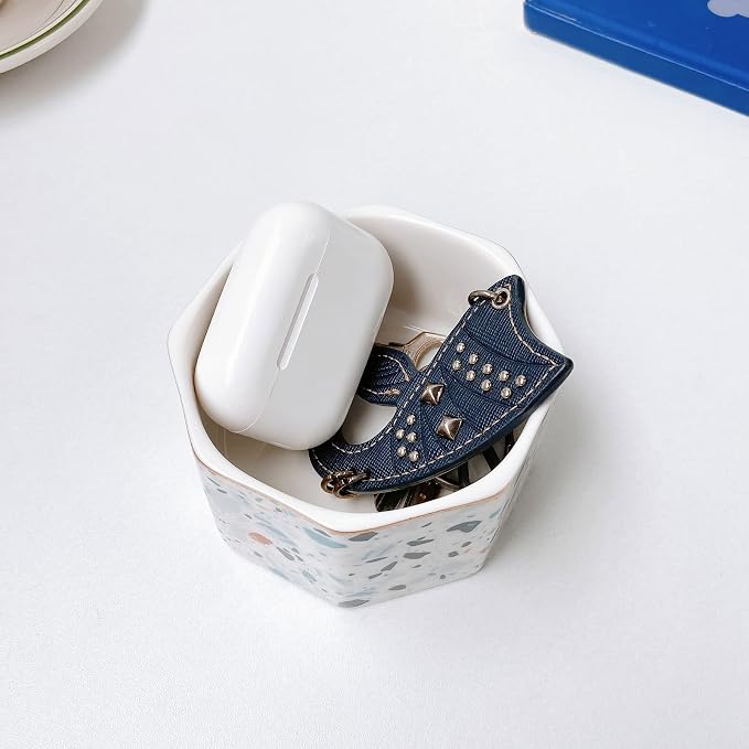 Ceramic Paper Clip Holder Gold Line Paper Clip Dispenser Organizer - Image 4