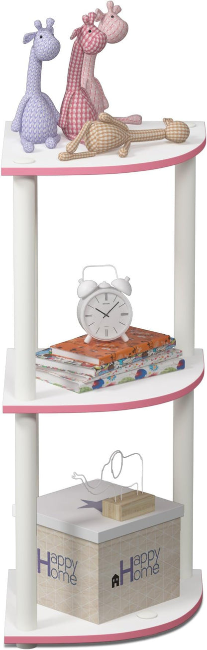 Furinno TURN-N-TUBE Corner Shelf, 3-Tier Corner Bookshelf, Display Storage - Image 4