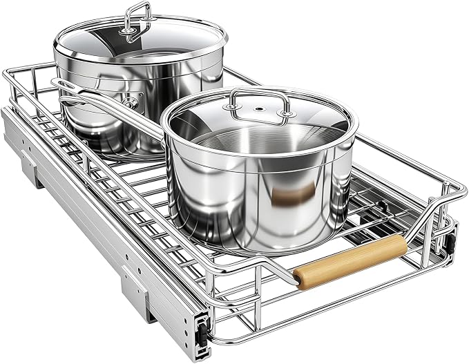 Pull out Cabinet Organizer, Heavy Duty Smooth Sliding Under Cabinet Shelves by Kitstorack