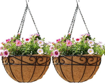 EIMQUVW Outdoor Metal Hanging Planters Basket Hanging Baskets by EIMQUVW