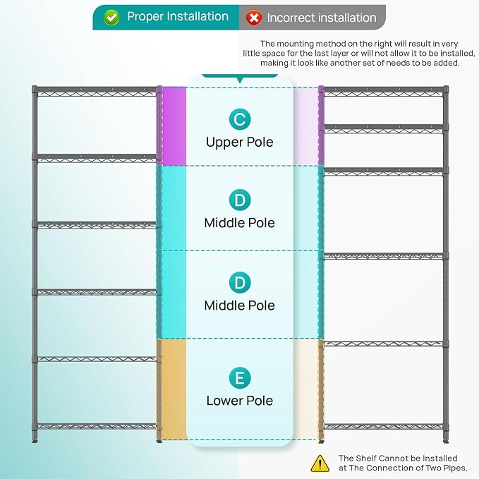 SINGAYE Shelf Wire Shelving Adjustable Storage Shelves Rack Standing Units - Image 4