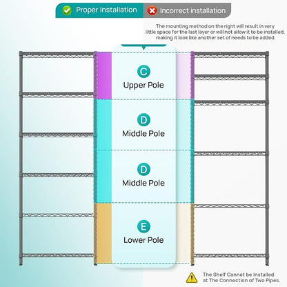 SINGAYE Shelf Wire Shelving Adjustable Storage Shelves Rack Standing Units - Image 4