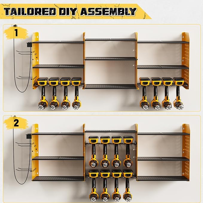 Power Tool Organizer with Charging Station Wall Mount, 3 Layer Expanded Heavy - Image 5