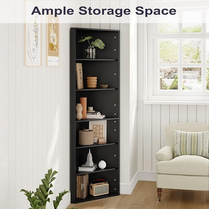 6 Tier Corner Shelf with Adjustable Shelf, Freestanding Corner Display Storage - Image 4